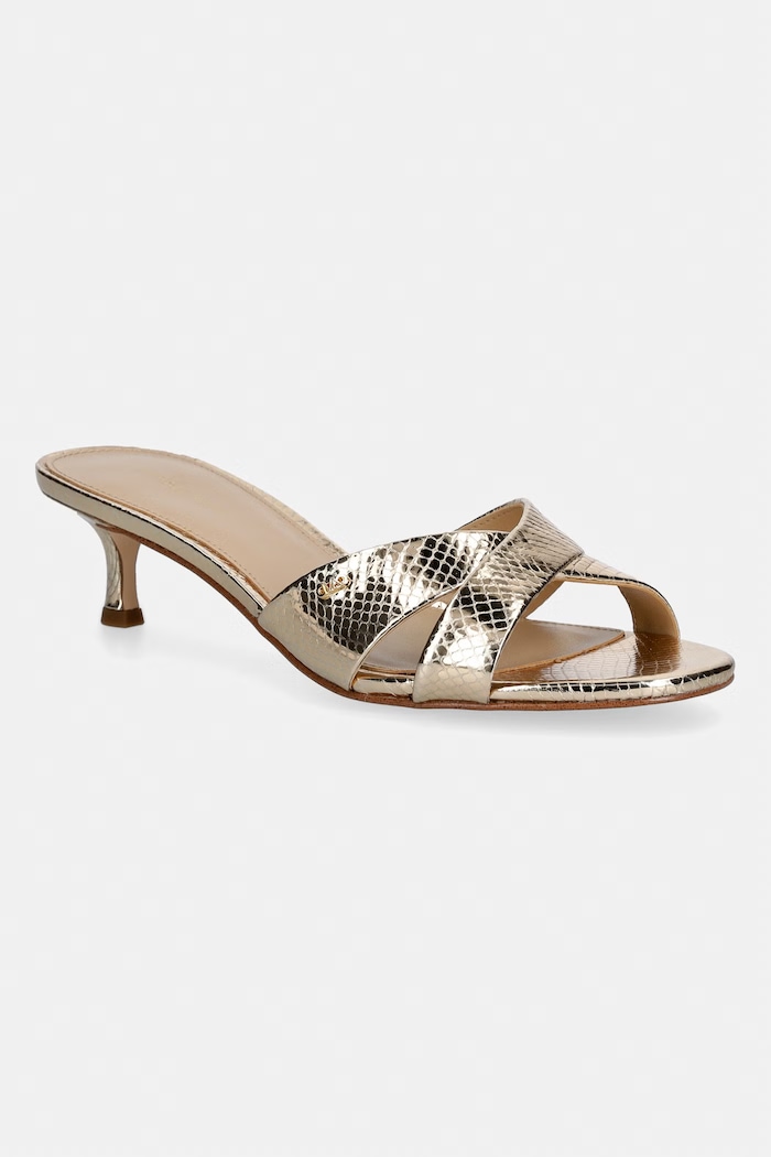 MICHAEL Michael Kors klapki skórzane Cassidy Kitten Sandal 5-8 cm złoty 40S6CSMS1M.740