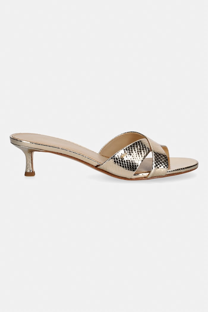 MICHAEL Michael Kors klapki skórzane Cassidy Kitten Sandal 40S6CSMS1M.740 złoty SS26