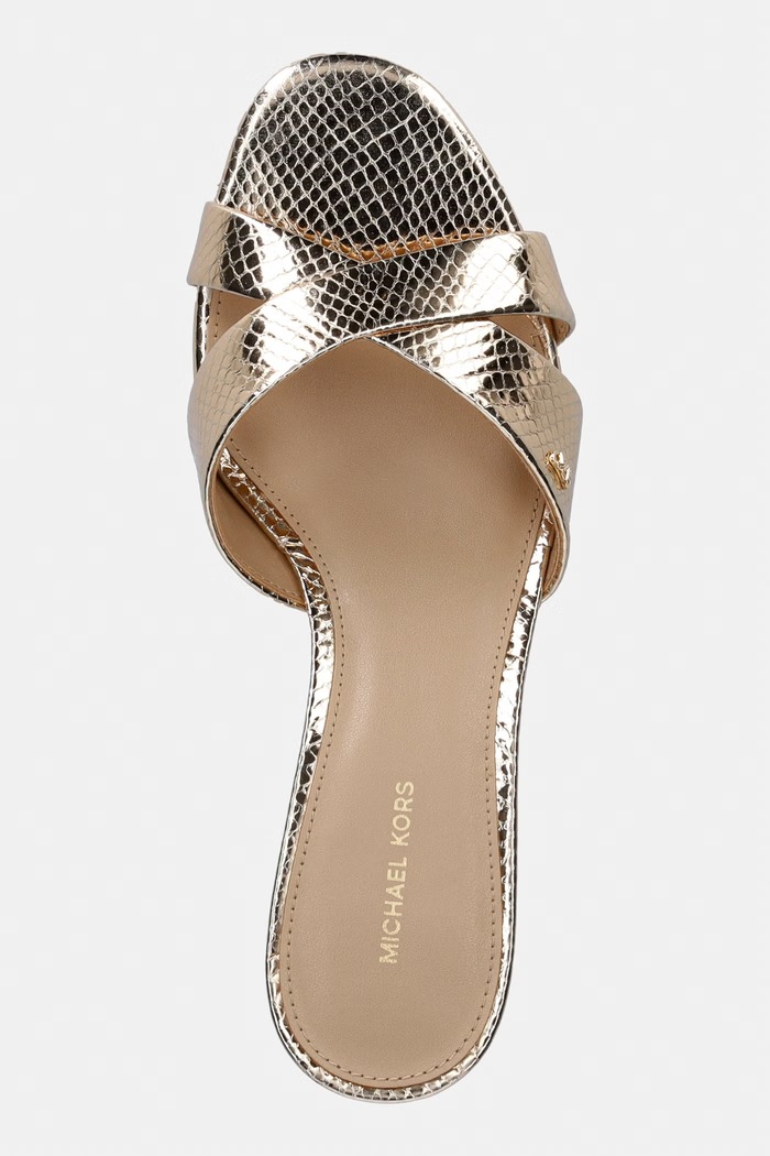 MICHAEL Michael Kors klapki skórzane Cassidy Kitten Sandal złoty 40S6CSMS1M.740