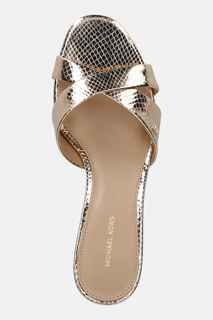 MICHAEL Michael Kors klapki skórzane Cassidy Kitten Sandal złoty 40S6CSMS1M.740