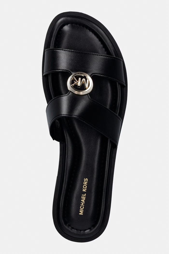 MICHAEL Michael Kors Σαγιονάρες Γυναικείες Δερμάτινες Erin Flat Sandal μαύρο 40S6ERFS2L.001