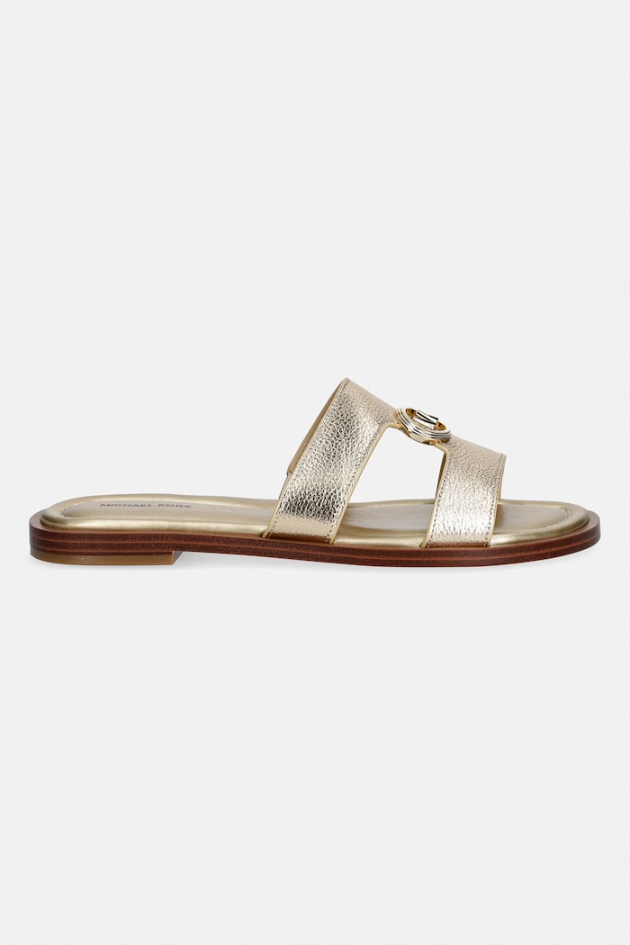 MICHAEL Michael Kors Σαγιονάρες Γυναικείες Δερμάτινες Erin Flat Sandal 40S6ERFS2M.740 χρυσαφί SS26