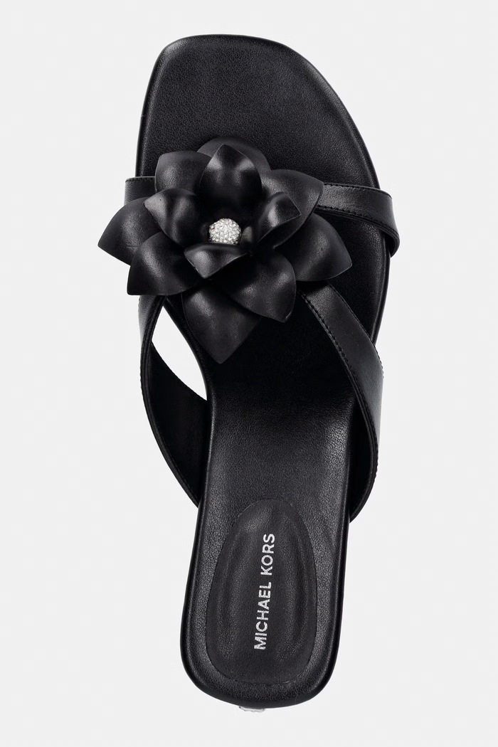 MICHAEL Michael Kors джапанки дамски от кожа Jacie Kitten Sandal черен 40S6JCMS3L.001