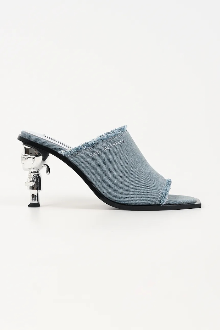 Karl Lagerfeld pantofle na vysokém podpatku dámské Karl Nft Heel modrá KL39106D.DAB