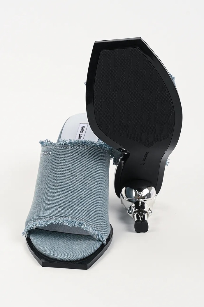 Karl Lagerfeld pantofle na vysokém podpatku dámské Karl Nft Heel KL39106D.DAB modrá