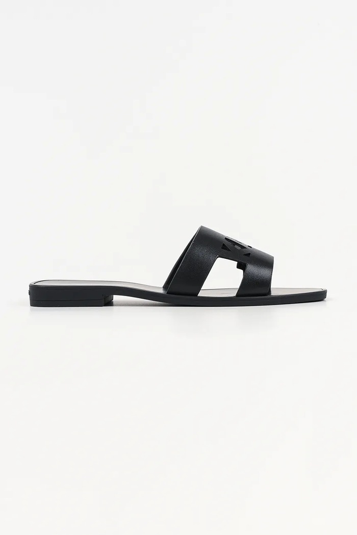 Karl Lagerfeld ciabatte slide in pelle Skoot Iii pelle fiore nero KL80405C.00X