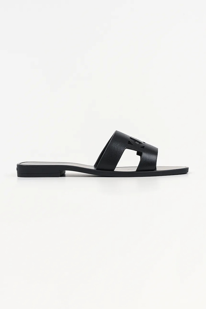 Karl Lagerfeld ciabatte slide in pelle Skoot Iii pelle fiore nero KL80405C.00X