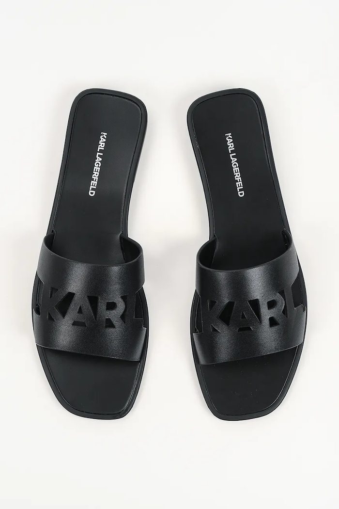Karl Lagerfeld ciabatte slide in pelle Skoot Iii nero KL80405C.00X