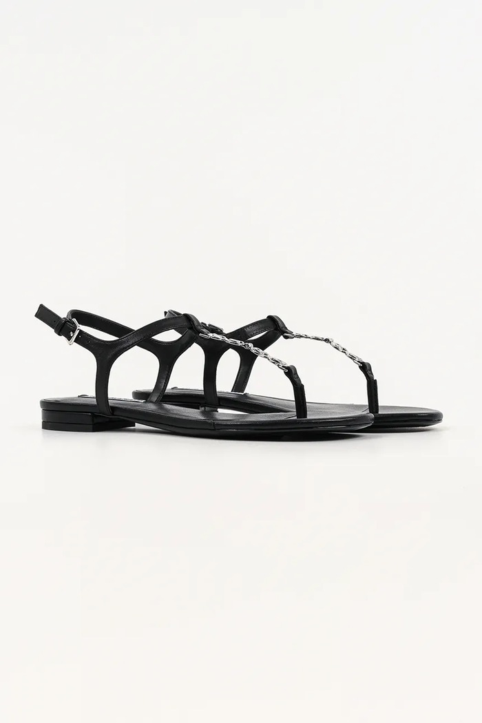 Karl Lagerfeld sandále na plochom podpätku dámske z kože Alisso Ii KL82516.000 čierna SS26