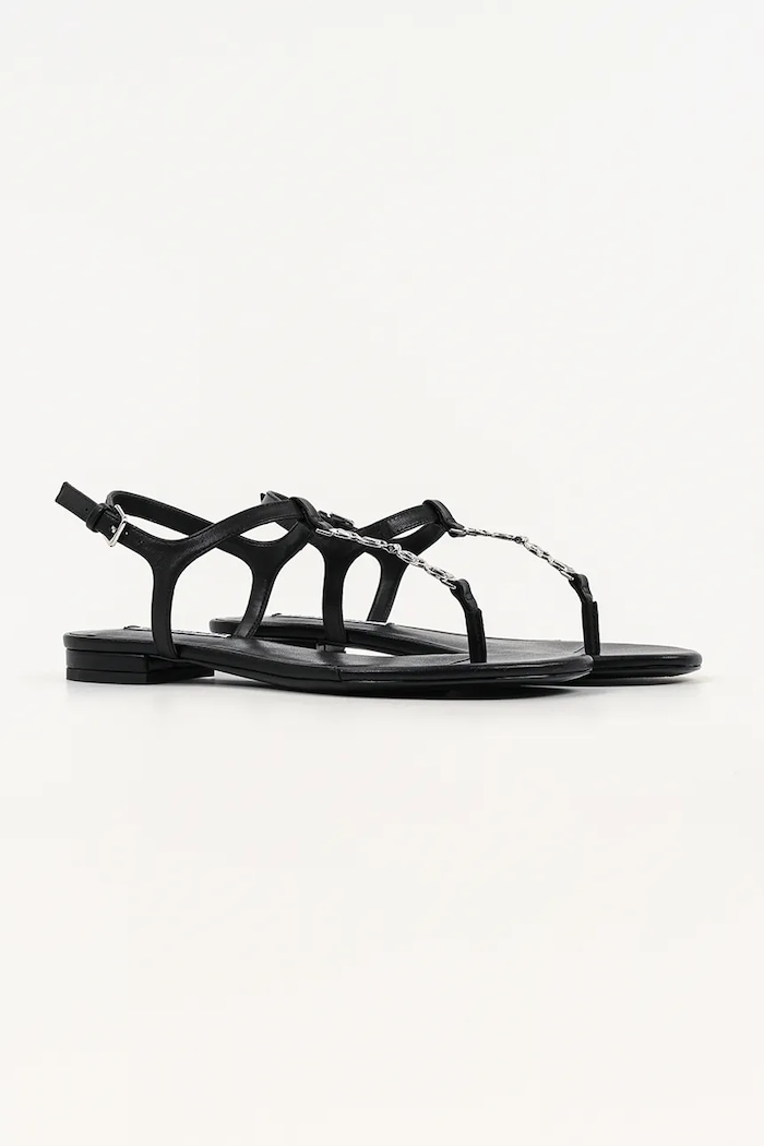 Karl Lagerfeld sandále na plochom podpätku dámske z kože Alisso Ii KL82516.000 čierna SS26