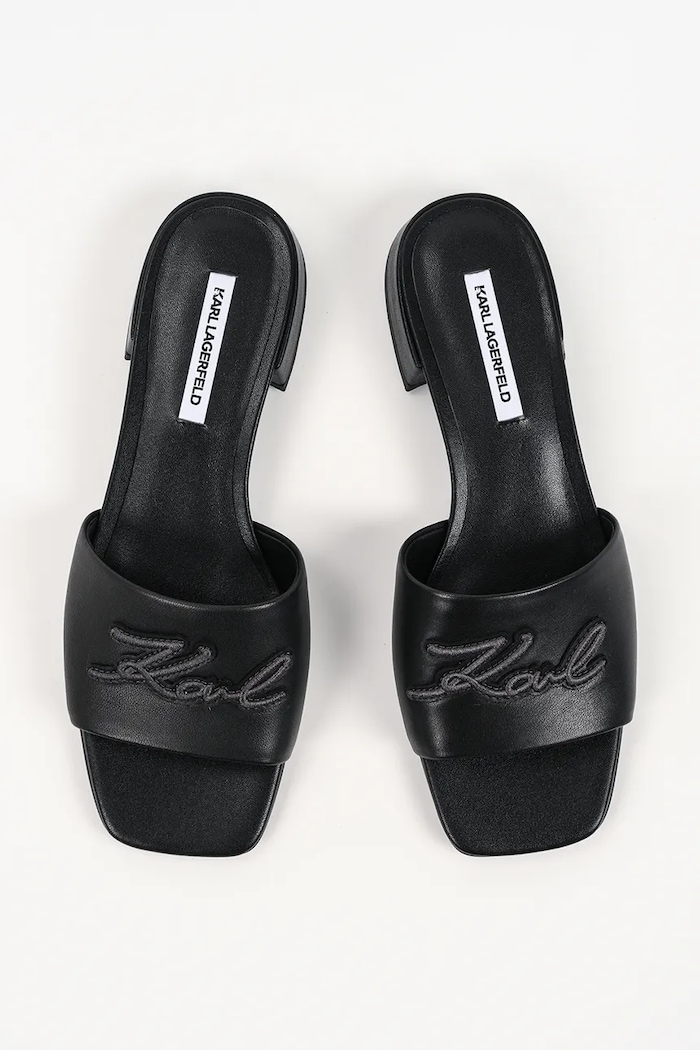 Kožené šľapky Karl Lagerfeld Petalo Ii čierna KL80700C.000