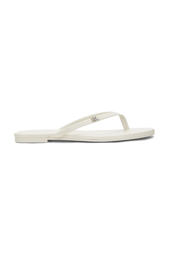 Lauren Ralph Lauren șlapi pentru femei, din piele Raquel bej 802953931009.100