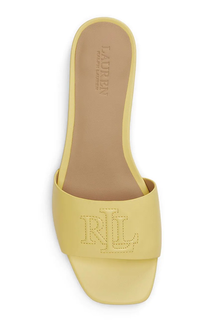 Взуття Lauren Ralph Lauren шльопанці жіночі шкіряні Everley Sld 802959143012.700 жовтий