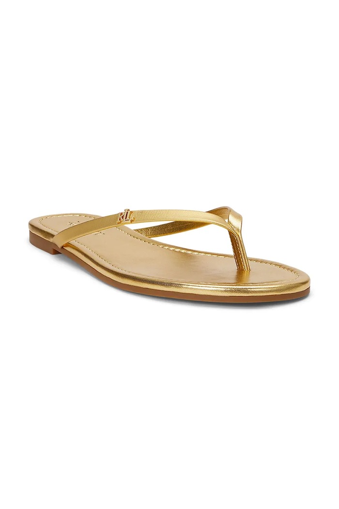 Lauren Ralph Lauren șlapi pentru femei, din piele Raquel 802959563001.710 aur SS26