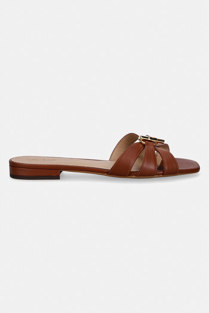 Lauren Ralph Lauren ciabatte slide in pelle Blaike Slide 802982875001.200 marrone SS26