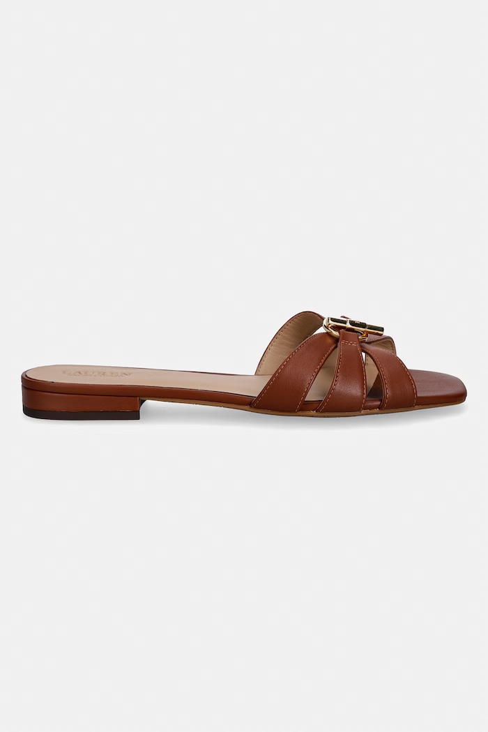 Lauren Ralph Lauren ciabatte slide in pelle Blaike Slide 802982875001.200 marrone SS26