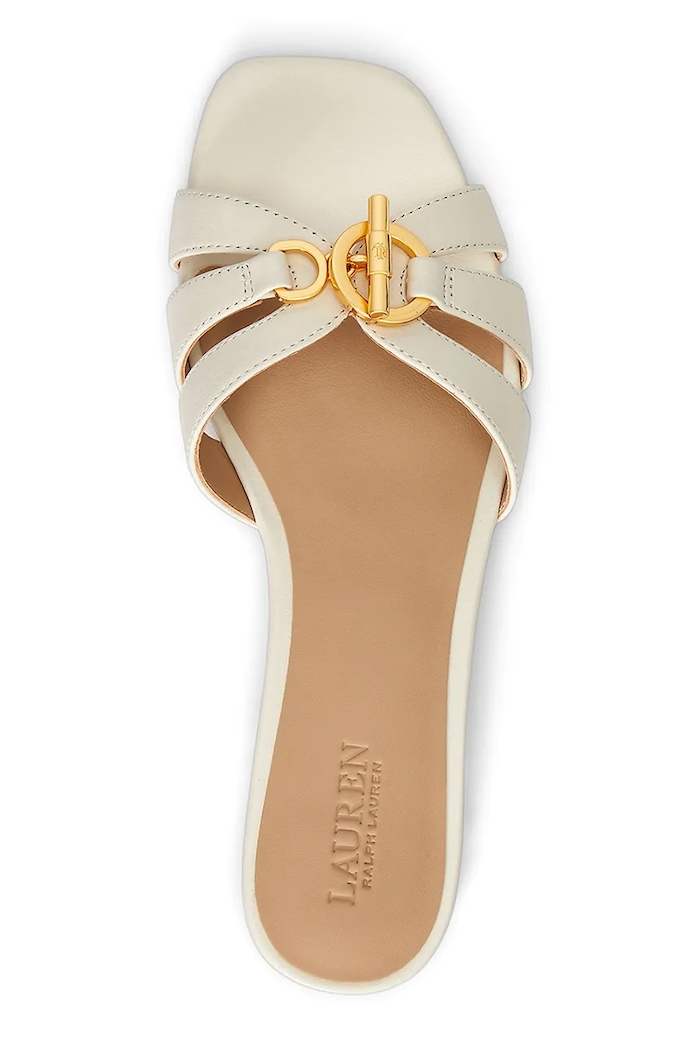 Obuwie Lauren Ralph Lauren klapki skórzane Blaike Slide 802982875007.100 beżowy