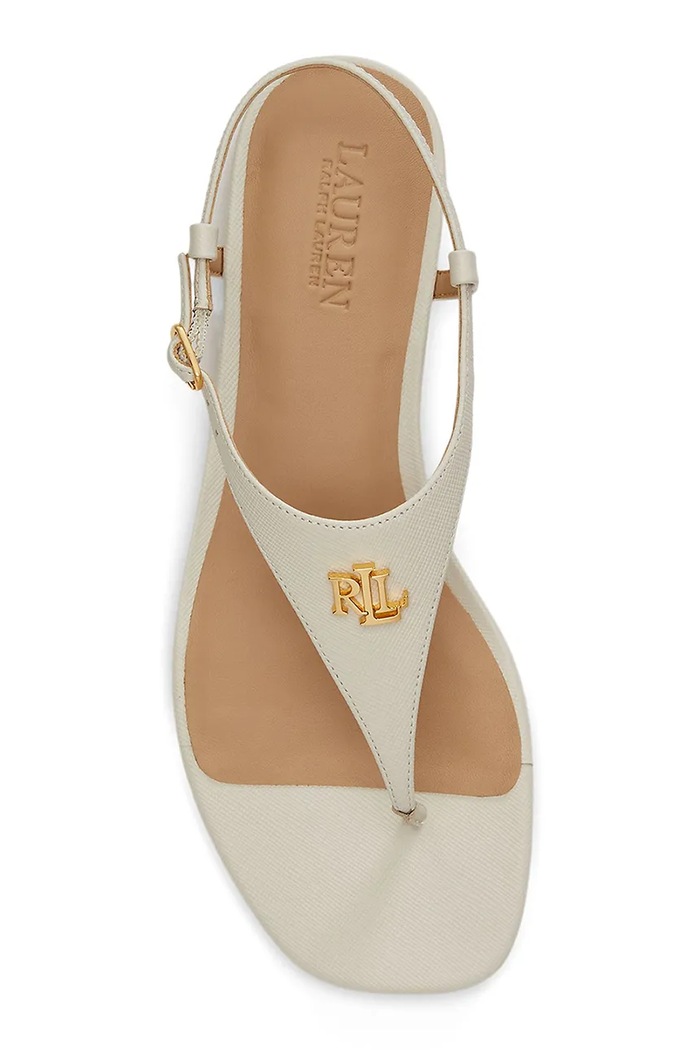 Încălțăminte Lauren Ralph Lauren sandale pentru femei, din piele Everley 2 802982881004.100 bej