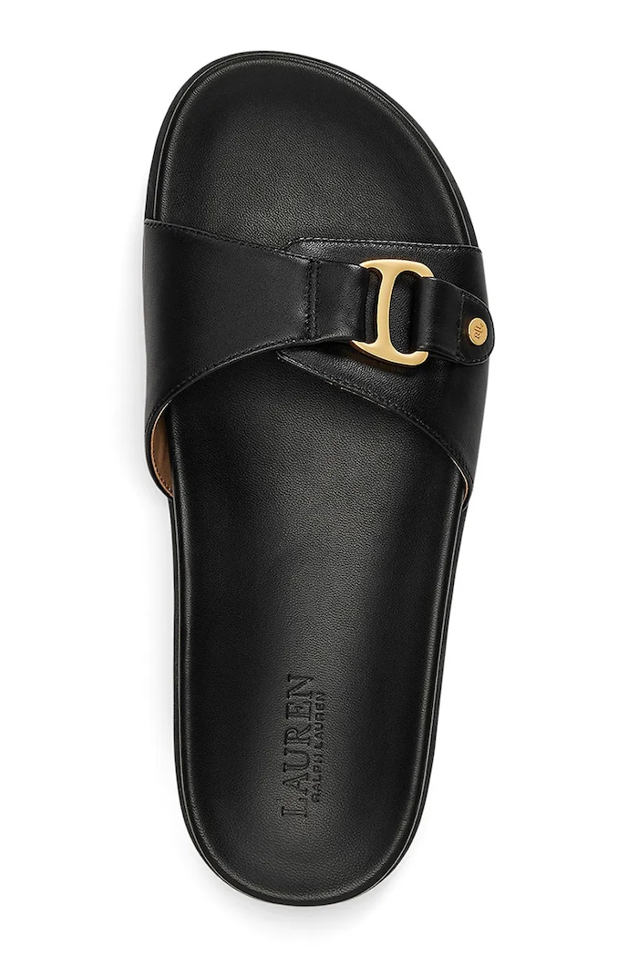 Obuv Lauren Ralph Lauren šľapky dámske kožené Tasha Slide 802982883002.001 čierna