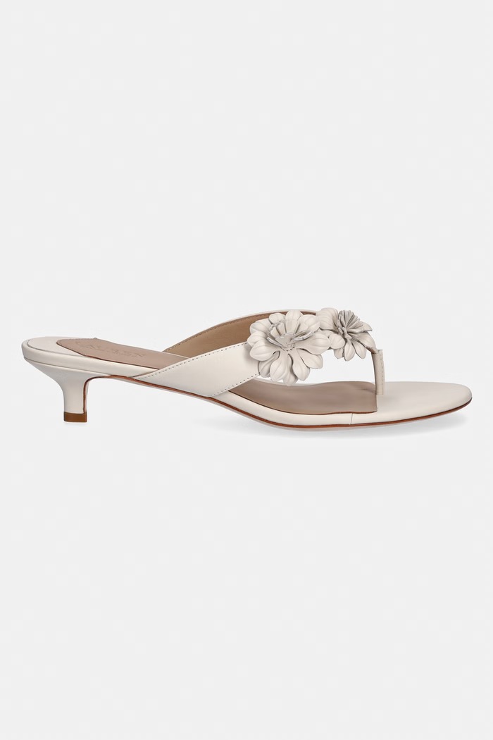 Lauren Ralph Lauren șlapi pentru femei, din piele Frncsa Flwr 802P10399001.100 bej SS26