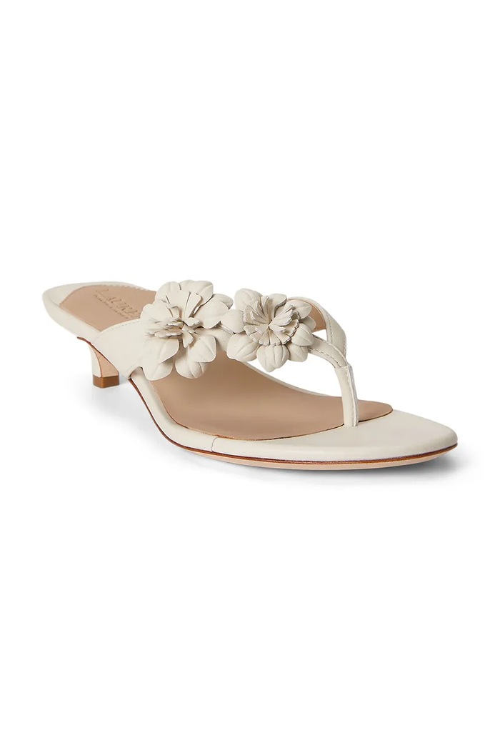 Lauren Ralph Lauren вьетнамки для женщин кожаные Frncsa Flwr 802P10399001.100 бежевый SS26