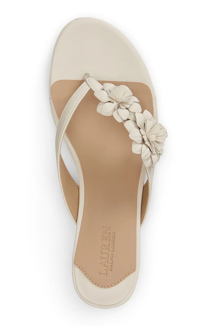Обувь Lauren Ralph Lauren вьетнамки для женщин кожаные Frncsa Flwr 802P10399001.100 бежевый