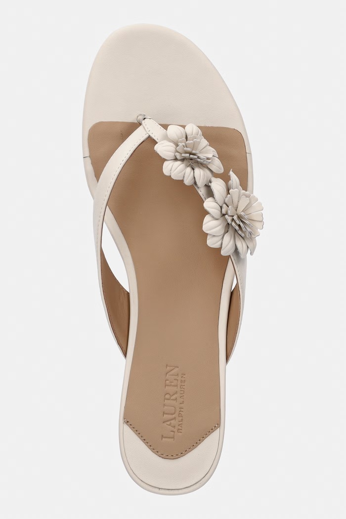 Lauren Ralph Lauren șlapi pentru femei, din piele Frncsa Flwr bej 802P10399001.100