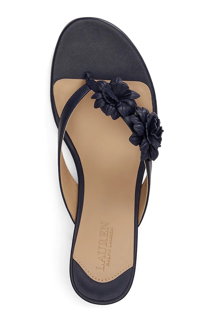 Obuća Lauren Ralph Lauren japanke za žene kožne Frncsa Flwr 802P10399002.410 mornarsko plava