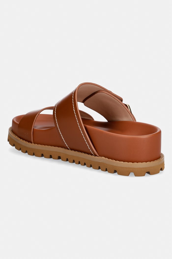 Обувки Liu Jo Джапанки женски кожени LIVIA 02 SA6109P0102S3804 кафяв
