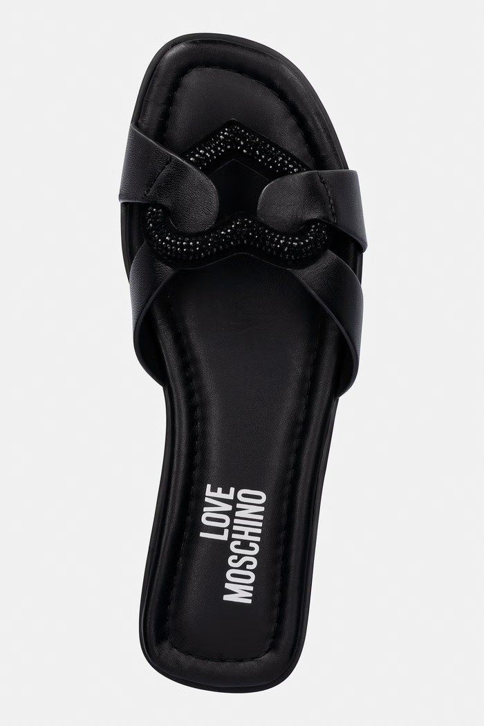 Love Moschino ciabatte slide in pelle nero JA28132G1OIA0000