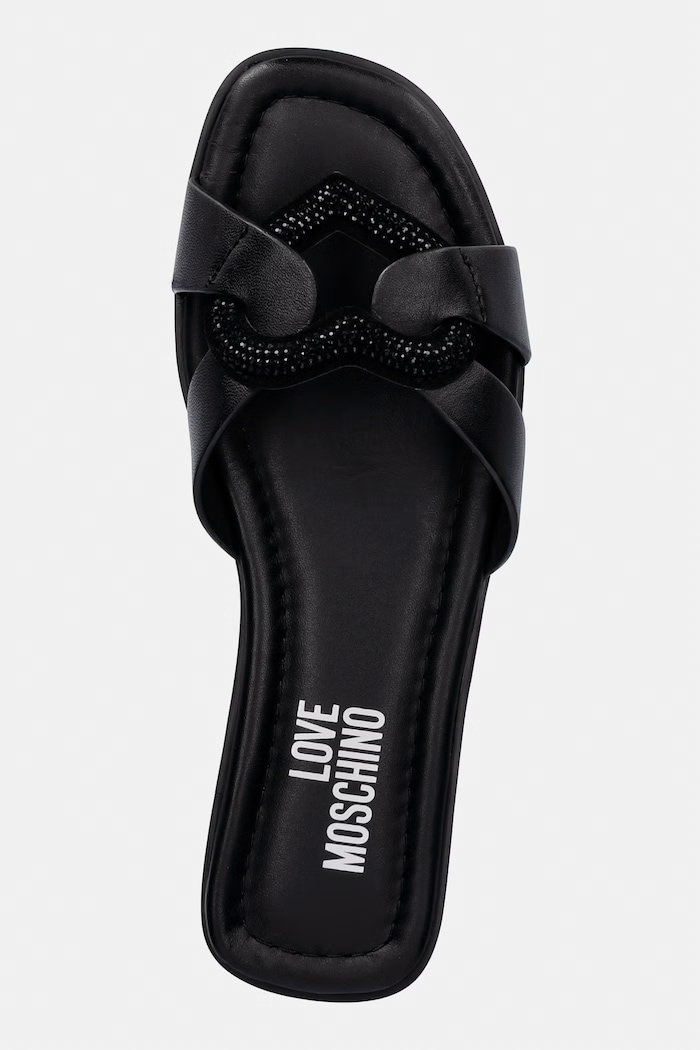 Love Moschino ciabatte slide in pelle nero JA28132G1OIA0000