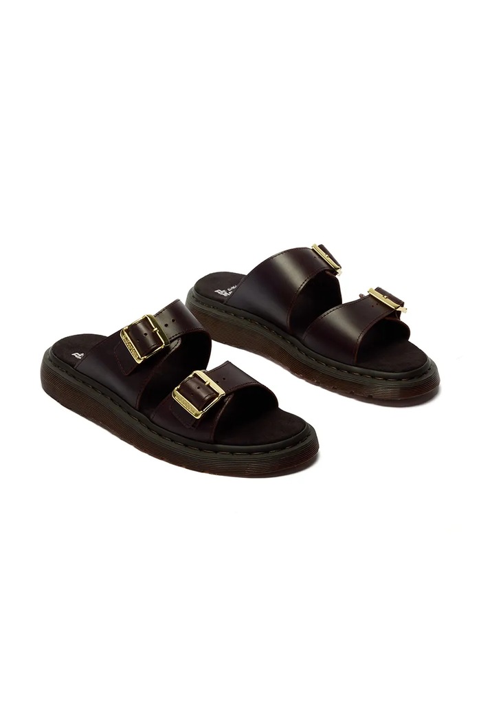 Obuwie Dr. Martens klapki damskie skórzane Josef DM42509200 brązowy