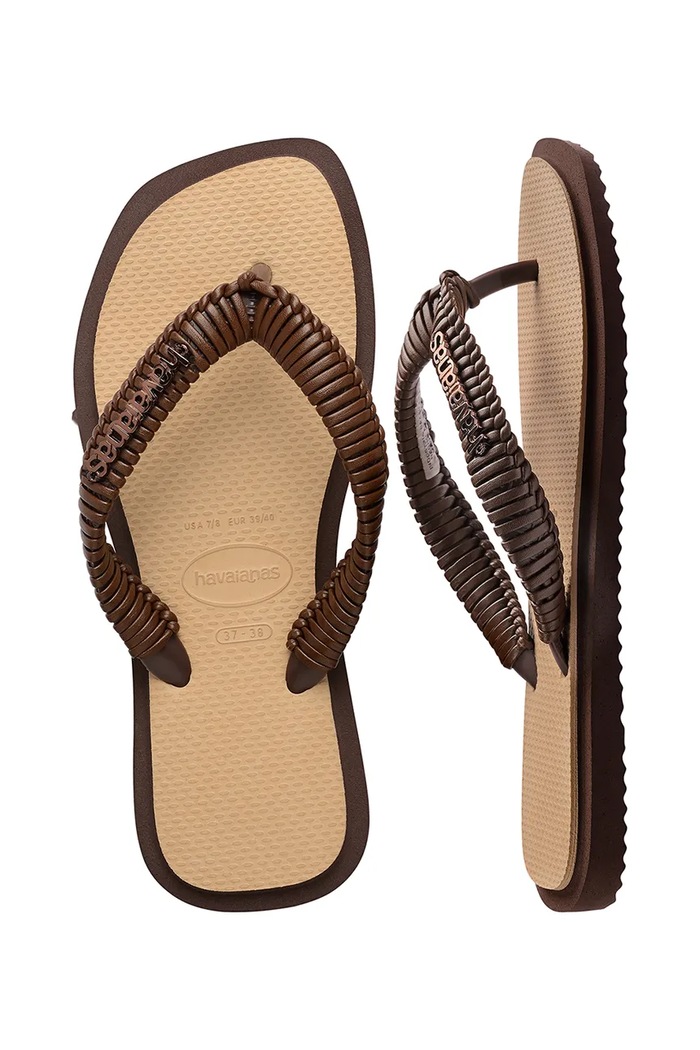 Havaianas σαγιονάρες δίχαλο Γυναικεία TOP SQUARE 4150267.1859 καφέ