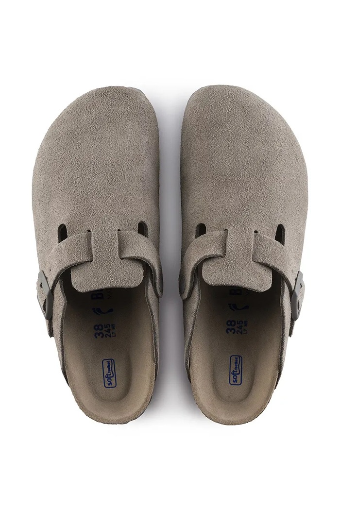 Birkenstock Boston SFB LEVE дамски чехли сабо от велур сив 1020526