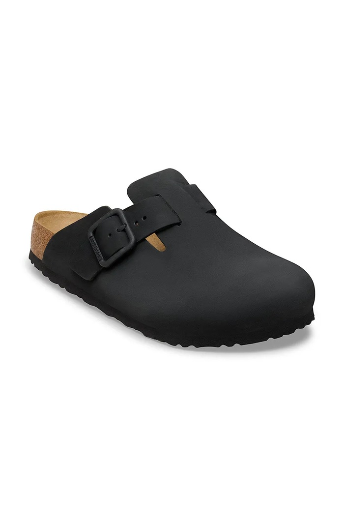 Birkenstock Boston WB LENB papuci cu degetele acoperite pentru femei din nubuc 1031575 negru SS26