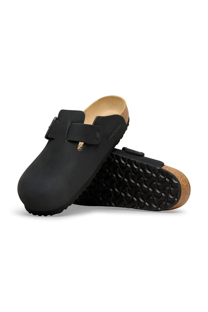 Birkenstock Boston WB LENB papuci cu degetele acoperite pentru femei din nubuc negru 1031575
