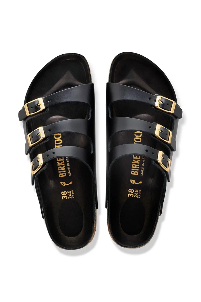 Birkenstock Florida FR чехли дамски от кожа 1032029 черен