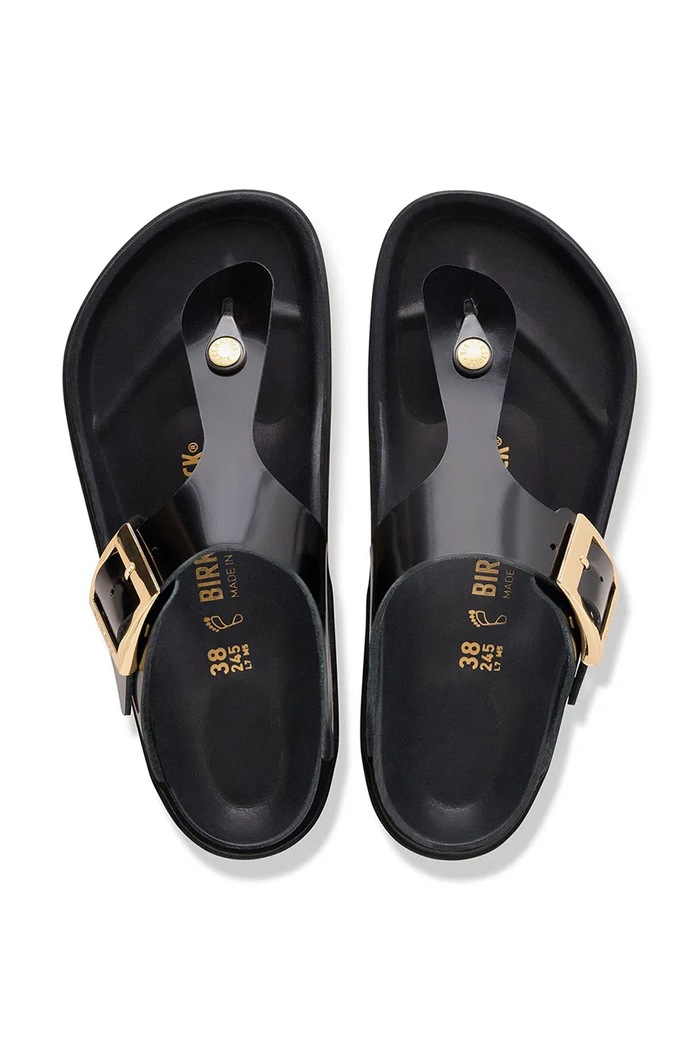 Birkenstock Gizeh papuci cu toc plat pentru femei din piele 1031817 negru