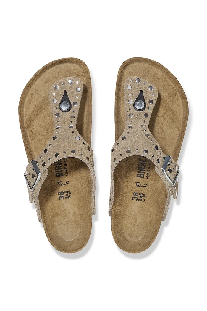 Birkenstock Gizeh Rivet вьетнамки женские замшевые бежевый 1029388