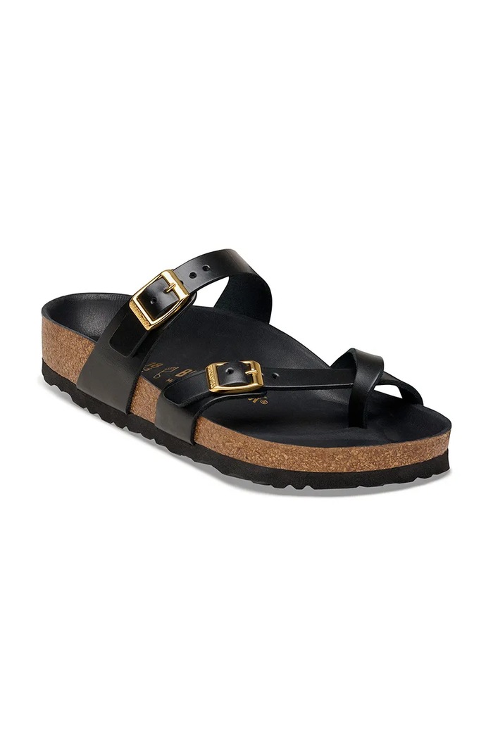 Birkenstock Mayari чехли обувки с отворена пета дамски от кожа 1031425 черен SS26