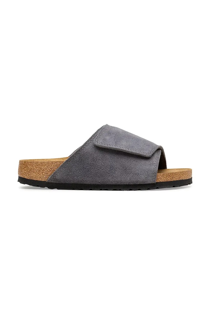 Birkenstock Solana чехли с равна подметка дамски от велур сив 1031597