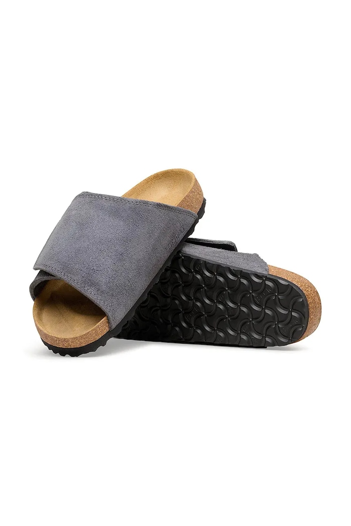 Birkenstock Solana чехли с равна подметка дамски от велур сив 1031597