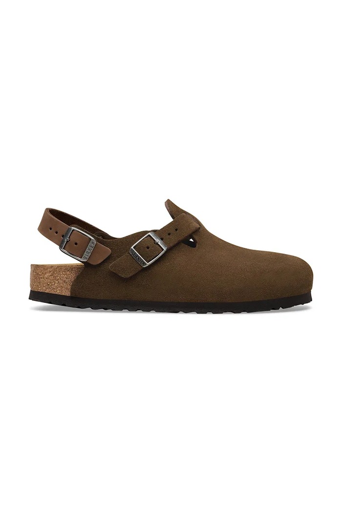 Birkenstock Tokio papuci mocasini pentru femei din piele întoarsă fără toc maro 1032025