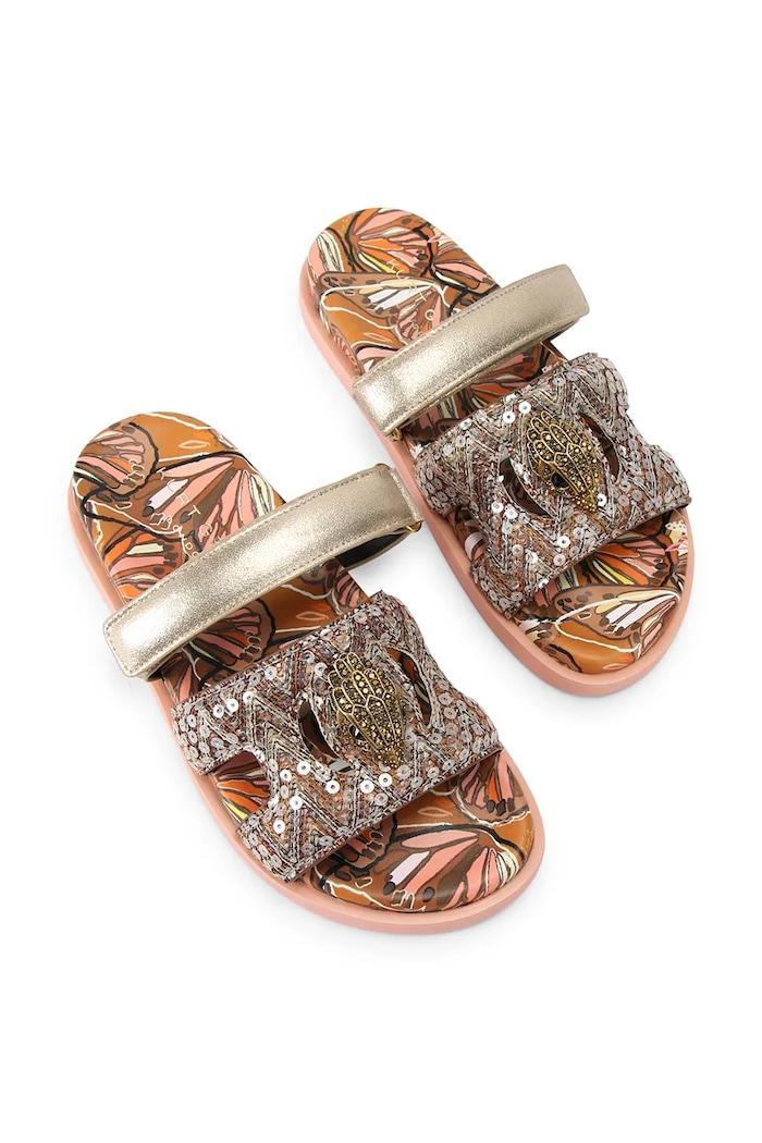 Kurt Geiger London papuci cu toc plat pentru femei Eagle Cut Out Sandal 4732639779 maro SS26