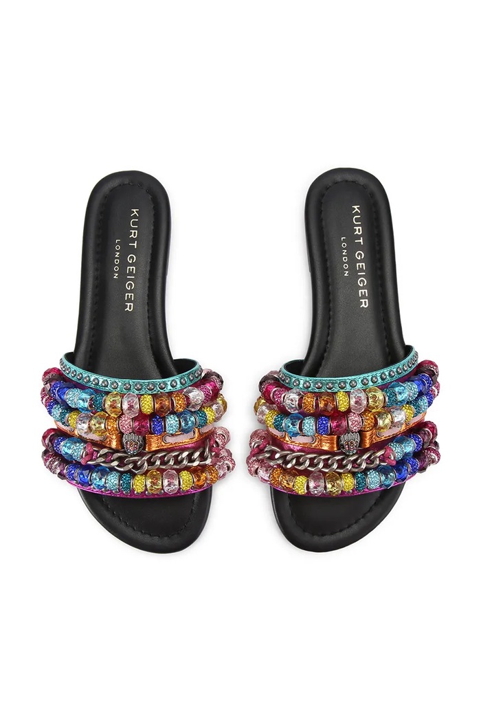 Kurt Geiger London ciabatte slide con il tacco aperto da donna Southbank Beaded 4725469609 nero SS26
