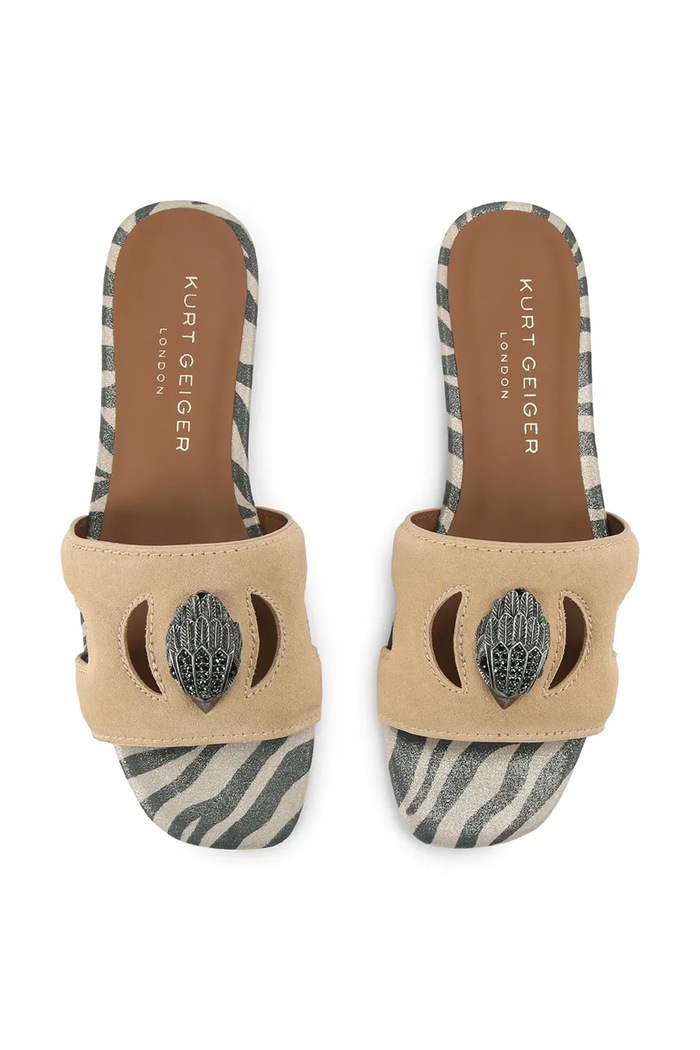 Kurt Geiger London Ciabatte con tacco aperto da donna pelle Eagle Cut Out Flat Sdl 5612036209 beige SS26