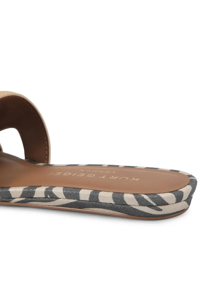 Scarpe Kurt Geiger London Ciabatte con tacco aperto da donna pelle Eagle Cut Out Flat Sdl 5612036209 beige
