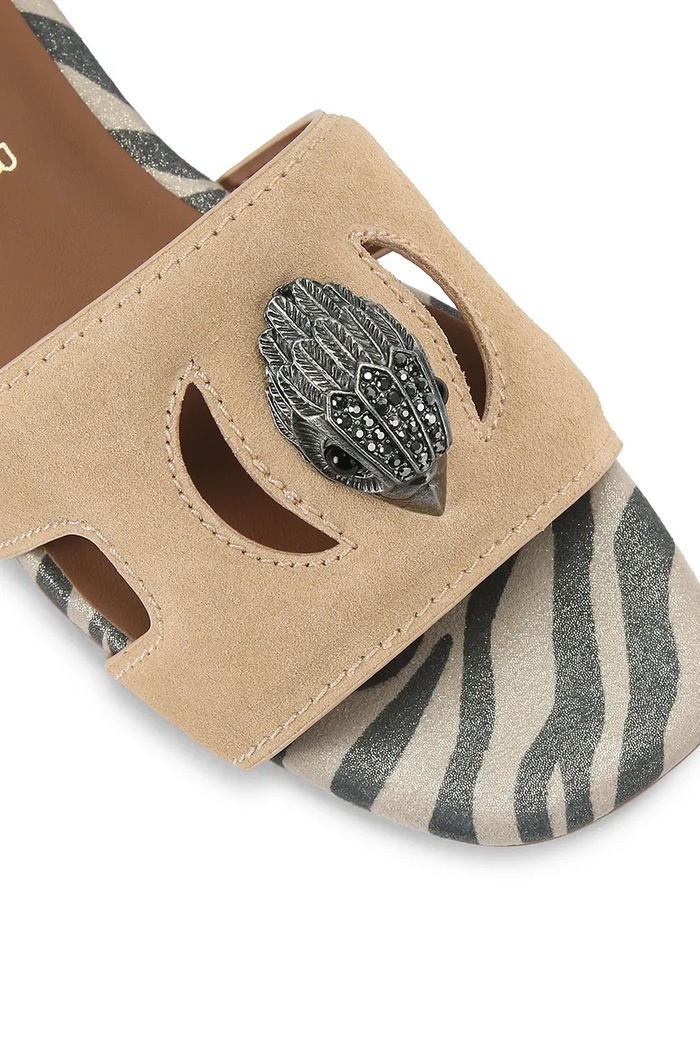 Kurt Geiger London Ciabatte con tacco aperto da donna pelle Eagle Cut Out Flat Sdl beige 5612036209