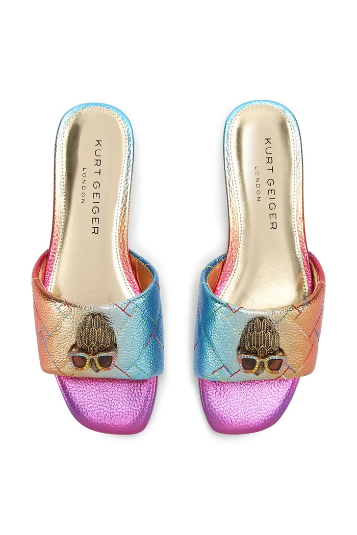 Încălțăminte Kurt Geiger London papuci cu toc plat pentru femei, din piele Kensington Flat Sandal 8496199119 portocaliu