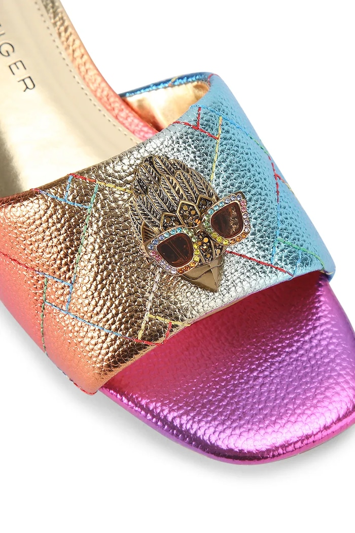 Kurt Geiger London papuci cu toc plat pentru femei, din piele Kensington Flat Sandal portocaliu 8496199119